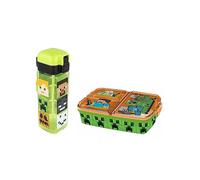Stor Minecraft Twin Pack - Multi Compartment Sandwich Box & Square Safety Lock Bottle