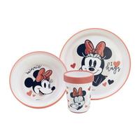 Stor Minnie Mouse 3pcs Bicolor Premium Kids Dinner Tableware Set Plate, Bowl & Tumbler, BPA Free, Non Slip, Children, Baby