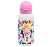 STOR Minnie Mouse Aluminium Water Bottle 400ml for Kids - Reusable Children's Drinking Bottle with Safety Spout and Leak-Proof Cap - Lightweight and Durable