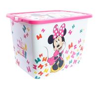 Stor Minnie Mouse Storage Box with Click Closure 23 Litres - Kids Plastic Organiser Container for Toys and Bedroom Organisation