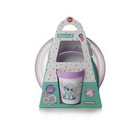 STOR Non-Slip Baby Tableware Set Stitch - 3 Piece Plate Bowl Tumbler 260ml - BPA Free Plastic Microwave Safe - Disney Baby