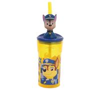 STOR Paw Patrol Boy Reusable Cup with Straw and lid, 3D Figure, 360 ml