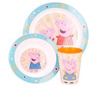STOR Peppa Pig Kindness Counts 3pcs Micro Dinner Tableware Set Plate, Bowl & Cup, BPA Free