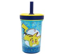 Stor Pokemon 370ml Plastic Tumbler with Silicone Straw, Drop Safe, Anti-Tip, Spill Resistant, for Kids School Drinks Water Bottle, Reusable, BPA Free
