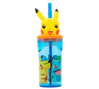 Pokemon 3D Cartoon Character Kids Figurine Tumbler, Childrens Drinking Cup with Straw, BPA Free Plastic Tumbler Great for Picnics, School, Camping, or Just Everyday Use, 360 ml (Yellow)