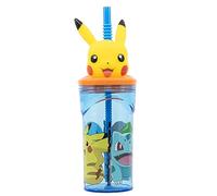 Pokemon 3D Cartoon Character Kids Figurine Tumbler, Childrens Drinking Cup with Straw, BPA Free Plastic Tumbler Great for Picnics, School, Camping, or Just Everyday Use, 360 ml (Yellow)