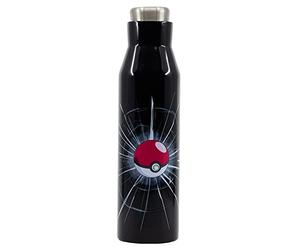 Stor Pokemon Pokeball 580ml Insulated Thermal Bottle for Hot Drinks, Cold Drinks, School, Work, for Kids and Adults, Made from Stainless Steel, BPA Free (Black)