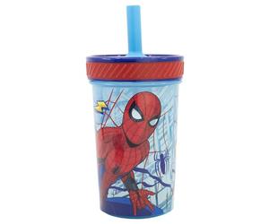 STOR PP ANTI-ROLL CUP WITH SILICONE STRAW 370 ML SPIDERMAN DIMENSION