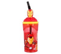 Stor Reusable Children's Cup with Straw and Lid with 3D Figurine and Capacity 360 ml Avengers - Avengers Comic Heroes Iron Man