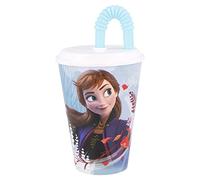 STOR Reusable Easy Cane Vaso 430 ML Frozen II Blue Forest, Reusable Straw Multicoloured, 1 Unidad (Paquete de 1)
