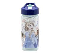 Stor Reusable Water Bottle Frozen with Built-in Straw 530ml - BPA Free - Square Plastic Kids Drinking Bottle