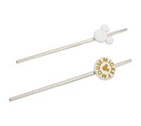 STOR Set of 2 Stainless Steel Straws Mickey Mouse with 3D Detail - Durable for Cold and Hot Drinks