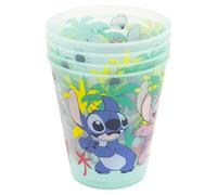 Stor Set of 4 Kids Stitch Tumblers 285ml - BPA Free Plastic Cups for Parties and Daily Use - Drop Resistant Children Drinkware