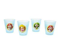 Stor Set of 4 Kids Super Mario Bros Tumblers 285ml - BPA Free Plastic Cups for Parties and Daily Use - Drop Resistant Children Drinkware