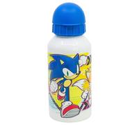 STOR Sonic The Hedgehog Aluminium Water Bottle 400ml for Kids - Reusable Children's Drinking Bottle with Safety Spout and Leak-Proof Cap - Lightweight and Durable