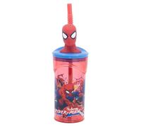 STOR Spiderman 360 ml Reusable Children's Cup with Straw and Lid with 3D Figurine