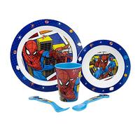 Stor Spiderman Midnight Flyer 5pcs Kids Lunch Breakfast Dinner Tableware Set Plate, Bowl, Cutlery & Tumbler, BPA Free, Children, Baby