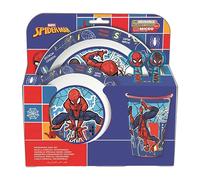 Spiderman Reusable Microwave Cookware Set, consisting of a glass, plate, bowl and cutlery Spiderman