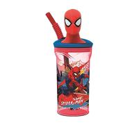 STOR Spiderman 360 ml Reusable Children's Cup with Straw and Lid with 3D Figurine
