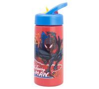 Stor Spiderman Sports Water Bottle with Straw and Handle 410ml - BPA Free Kids Reusable Bottle for School Sports and Outdoor Activities