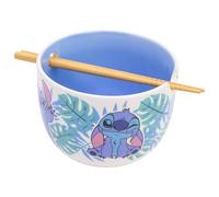 STOR Stitch Ceramic Ramen Bowl with Chopsticks 2515ml - Japanese Noodle Soup Poke Bowl Set with Original Design in Gift Box