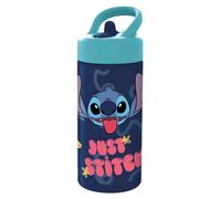 Stitch Palms Sports Water Bottle with Straw and Built-in Handle 14oz, Blue/lilac, 410 ml, Casual