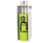 Stor |Young Adult Glass Bottle With Silicone Cover 585 Ml The Child Mandalorian, Black
