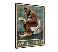stora Funny Metal Tin Sign - "WELL CRAP" with Sarcastic Quote - 8x12 Inch Vintage Bathroom Wall Decor, Perfect for the home, cafe, bar or guest restroom.
