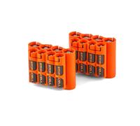 Storacell AA + AAA Combo Battery Storage Caddy and Dispenser (Pack of 2), Orange, Holds 4 AA + 4 AAA Batteries (Not Included), Durable & Compact Design, The Original Battery Caddy, Made in USA