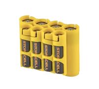 Storacell AA + AAA Combo Battery Storage Caddy and Dispenser, Yellow, Holds 4 AA + 4 AAA Batteries (Not Included), Durable & Compact Design, The Original Battery Caddy, Made in The USA
