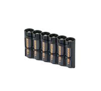 Storacell Slimline AA-6 Battery Storage Caddy and Dispenser, Black, Holds 6 AA Batteries (Not Included), Durable & Compact Design, The Original Battery Caddy, Made in The USA