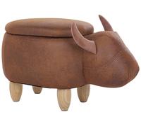 Beliani Storage Animal Stool Cow Cow Faux Leather Light Brown