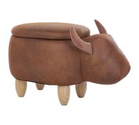 Beliani Faux Leather Storage Animal Stool Brown Cow, Brown