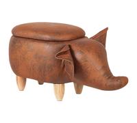 Storage Animal Stool ELEPHANT Faux Leather Dark Brown