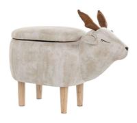 Storage Animal Stool REINDEER Fabric Beige