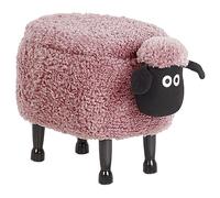 Storage Animal Stool SHEEP Fabric Pink