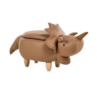 Beliani Storage Animal Stool TRICERATOPS Fabric Brown Dinosaur, Brown
