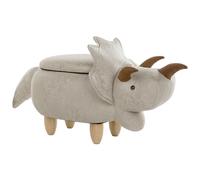 Storage Animal Stool TRICERATOPS Fabric Light Grey