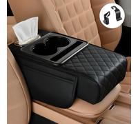 Storage Armrest Box, Pu Leather Center Console Organizer With Cushion For Car