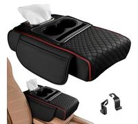 Storage Armrest Box, Pu Leather Center Console Organizer With Cushion For Car