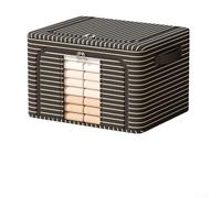 Storage Bag, 100L Large Storage Box Made of Striped Oxford Fabric with Large Capacity, Foldable, with Clothes Organiser, for Clothes, Duvets and Bedding (Black/100L)