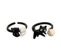 Storage Bag 2pcs/set Black Rings For Women Funny Crystal Eye Cartoon Couple Rings Wedding Finger Jewelry Fashion Sweet Accessory Finger For Women