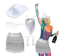 Storage Bag 50s 60s 70s 80s Women's Disco Costume Set Lady Disco Accessories Bandana Earring Western Cowgirl Hat Adults Halloween Fancy Dress Costume