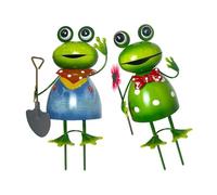 Storage Bag Artistic Frogs Figurine Pair Durability Iron Animal Decoration For Patios Gardens For Nature Loving Parent Grandparents Lovely Frogs Outdoor Decoration