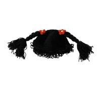 Storage Bag Bonnet Cap Winter Warm Hat Crochet Knitted Hats for Children Kid Newborn Baby Girl Pigtail Braid Wig Cap Cute Hat Handmade Women Girl's Braid Black