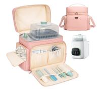Storage Bag Compatible with Momcozy KleanPal Pro Baby Bottle Washer, Pink | Heavy Duty Momcozy Bottle Washer Travel Bag with Shoulder Strap, Large Capacity & Multiple Pockets for Accessories, Bag Only