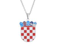 Storage Bag Croatia Map Pendant Necklace Fashionable Croatian Flag Neckchains Adjustable Ethnic Collarbone Chains Couple Jewelry Croatia Neckchain
