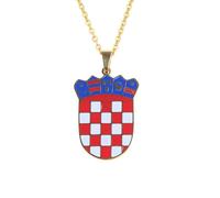Storage Bag Croatia Map Pendant Necklace Fashionable Croatian Flag Neckchains Adjustable Ethnic Collarbone Chains Couple Jewelry Croatia Neckchain