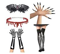 Storage Bag Dripping Blood Choker Claw Glasses Necklace Skull Glove Halloween Demons Vampire Cosplay Accessories Fancy Dress Costume Cosplay Party Costume