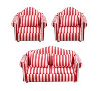 Storage Bag Fashion 1/12 Dollhouses Furniture Double Couch Armchair Figurine Set For Miniature Living Room And Bedroom Decoration Miniature Display Furniture